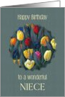 Happy Birthday to a Wonderful Niece With Bright Tulips Floral Art card
