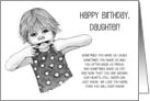 Happy Birthday to Grown Daughter Girl Pulling Faces Pencil Art Humor card