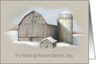 National Reconciliation Day with Peaceful Scene of Old Barn in Winter card