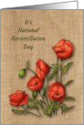 National Reconciliation Day with Red Poppy Flowers on Burlap card