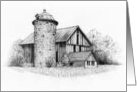 Any Occasion Blank Inside Drawing of Old Barn and Stone Silo card