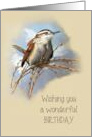 Happy Birthday General With Pastel Drawing of Wren Bird Wildlife Art card