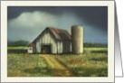 Any Occasion Blank Inside Old Barn and Silo Country Scene Art card