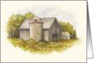 Any Occasion Blank Inside Watercolor Painting of Old Barn and Silo card