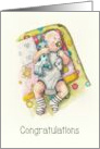 New Baby Boy Congratulations with Watercolor Painting of Baby card