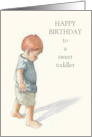 Happy Birthday To Sweet Toddler Little Boy Walking Watercolor Art card