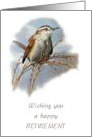 Happy Retirement with Illustration of Bird Carolina Wren card