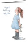 Happy Birthday To Daughter Young Girl Holding Frog Illustration card