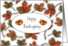 Happy Thanksgiving Canadian with Red Maple Leaves and Acorns card