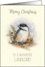 Merry Christmas to a Wonderful Landlord with Chickadee and Berries card