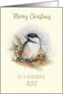 Merry Christmas to a Wonderful Aunt with Chickadee and Berries card
