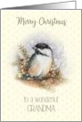 Merry Christmas to a Wonderful Grandma with Chickadee and Berries card