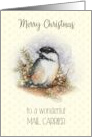 Merry Christmas to a Wonderful Mail Carrier with Chickadee and Berries card