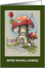General Party Invitation Toadstool Houses and Balloons Fantasy Art card