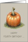 Happy Fourth Birthday to Cute Little Pumpkin Turning Four Illustration card
