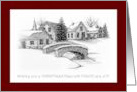 General Christmas Peace and Joy with Village in Snow Winter Scene card