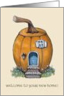 Welcome to Your New Home with Cute Pumpkin House Illustration card
