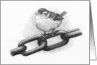 Any Occasion Blank Inside with Pencil Drawing of Bird on a Chain card