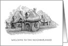 Welcome to the Neighborhood with Fantasy Mushroom Village Drawing card