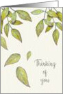 General Thinking of You with Artwork of Leaves Watercolor Leaf Design card