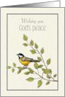 Thinking of You Religious Wishing You God’s Peace with Bird and Leaves card