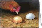 All Occasion Blank Inside Painting of Hen Inspecting Her Eggs card