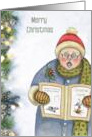 General Merry Christmas with Woman Carol Singer Holiday Spirit card