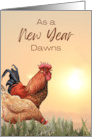 Happy New Year General with Rooster at Sunrise New Year Dawning card