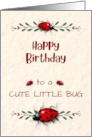 Happy Birthday For Child to a Cute Little Bug with Ladybug Illustratio card