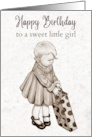 Happy Birthday to Sweet Little Girl with Drawing of Toddler in Dress card