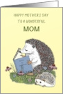 Happy Mother’s Day to Wonderful Mom with Hedgehog Reading Stories card