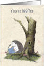 Invitation to Book Club Reading Group Hedgehog Reading Under Tree card