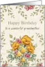 Happy Birthday to Wonderful Grandmother Flowers and Leaves Art card