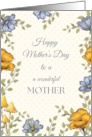 Happy Mother’s Day to Wonderful Mother Blue and Yellow Flowers card