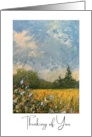 Thinking of You Painting of Sunny Field and Wild Flowers Blank Inside card