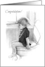 Congratulations, You Did It, Cute Boy On Toilet, Humor, Pencil Art card