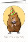 Party Invitation for Kids with Hamster Wearing Party Hat Tiny Dots card