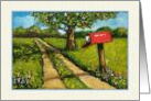Hi Hello with Mail in Red Country Mailbox Painting Across the Miles card