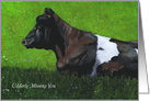 Udderly Missing You with Holstein Cow Painting, Humor Pun, Miss You card