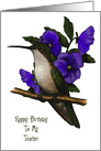 Happy Birthday to Teacher, With Hummingbird and Pansies card