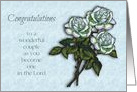 Wedding Congratulations With Three White Roses, Religious card