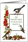 Heartfelt Thanks For All You Have Done: Birds Flowers Illustration card