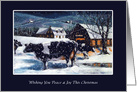 Christmas Card: Wishing Peace & Joy: Cows In The Snow: Country card
