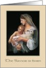 Religious Christmas Savior Is Born Classical Painting Madonna Child card
