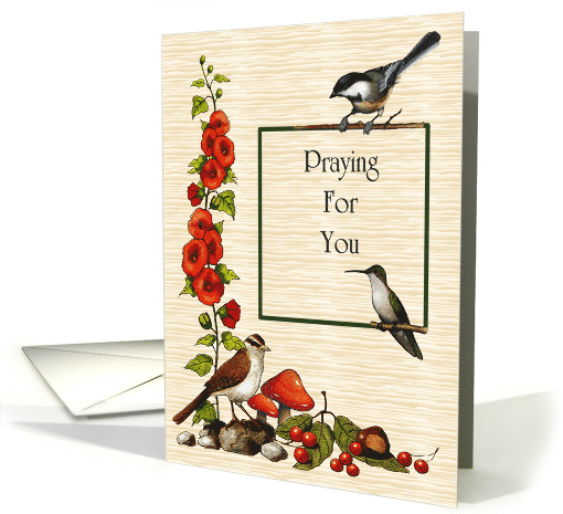 Praying For You Difficult Time with Birds Flowers Berries... (1022583)