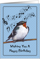 Happy Birthday, General: Bird Singing, Music Notes: Original Art card