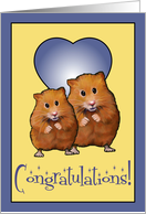 Happy Anniversary: Cute Hamster Couple, Congratulations, Heart Shape card