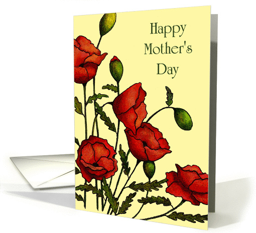 Happy Mother's Day: General: Red Poppies on Yellow: Art card (1046901)