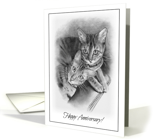 Happy Anniversary: Two Bengal Cats: Pencil Drawing:... (1064793)