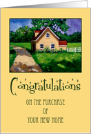 Congratulations on Purchase of Home: Oil Painting, Country Cottage card